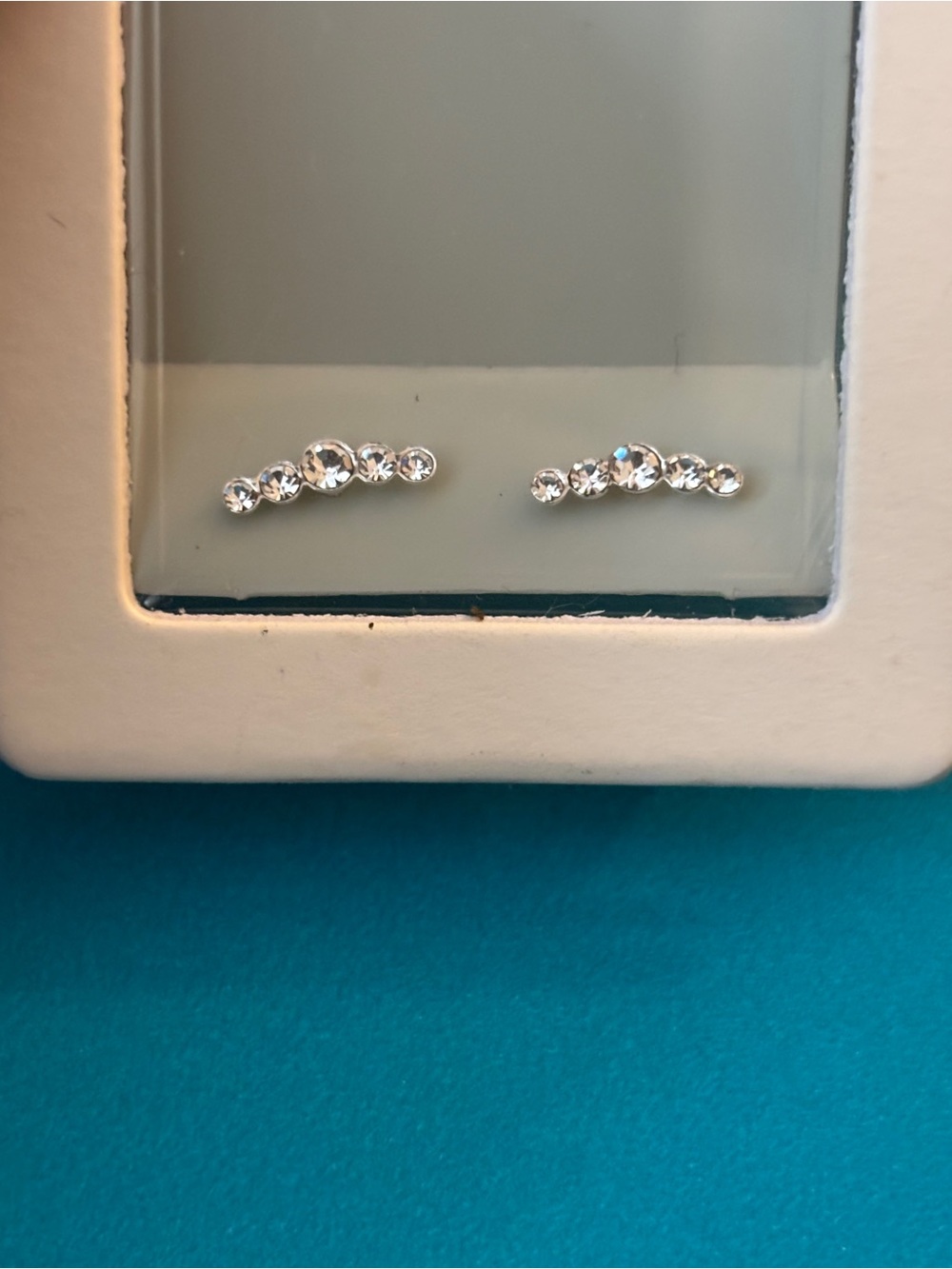 Crystal Curve Ear Climbers - Sterling Silver
